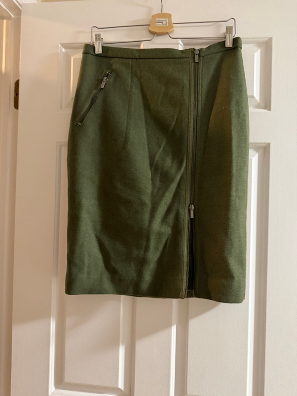 J. Crew Olive Green Zip-Front Pencil Skirt